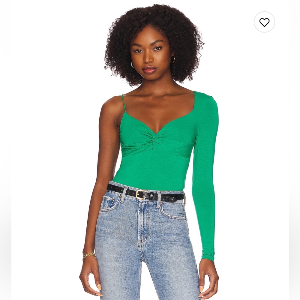 More to come Asymmetric green bodysuit